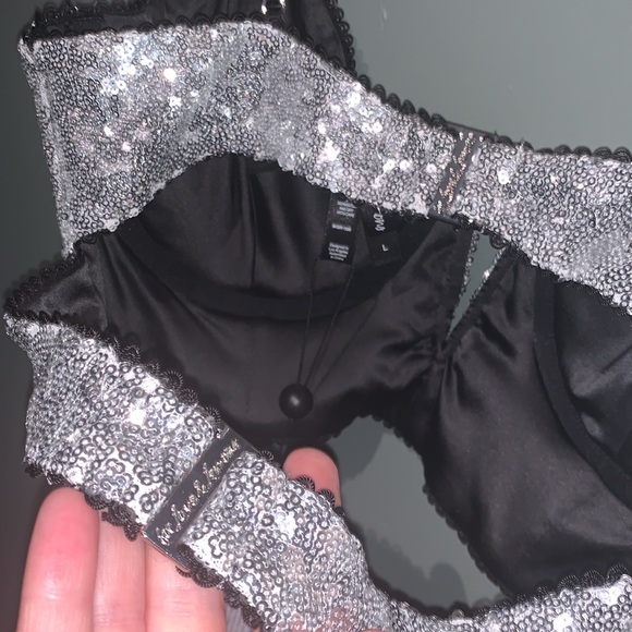 For Love & Lemons Sequin Glitter Silver Bustier Crop Top New With Tags NWT Large - Picture 13 of 16